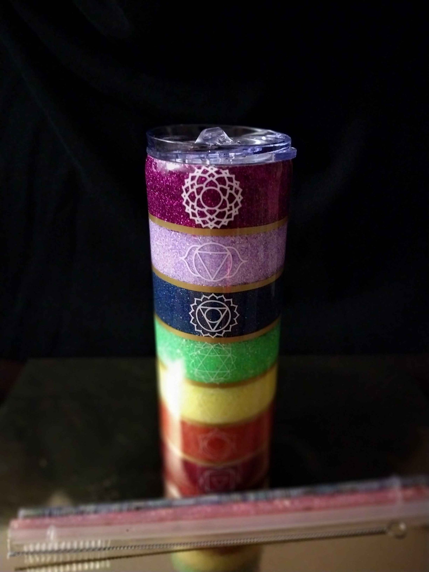 20 oz skinny glitter tumbler
